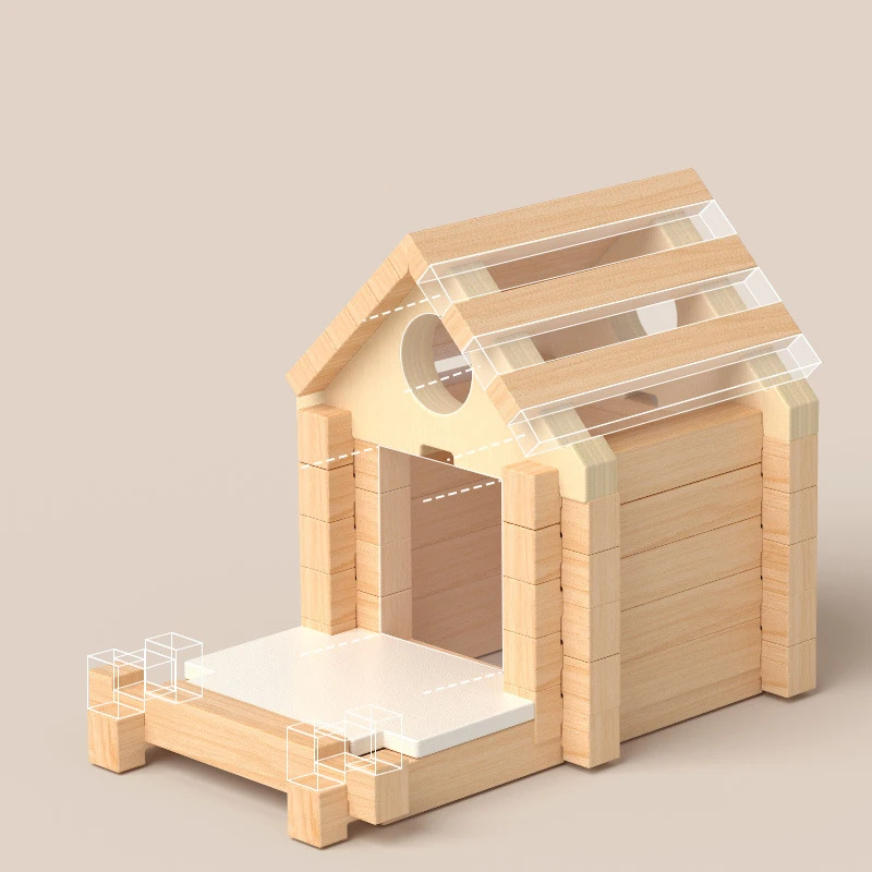 Luban Toys casa in legno blocchi di costruzione Assemable giocattolo mattoni impilabili fai da te kit di costruzione in miniatura giocattoli educativi per bambini