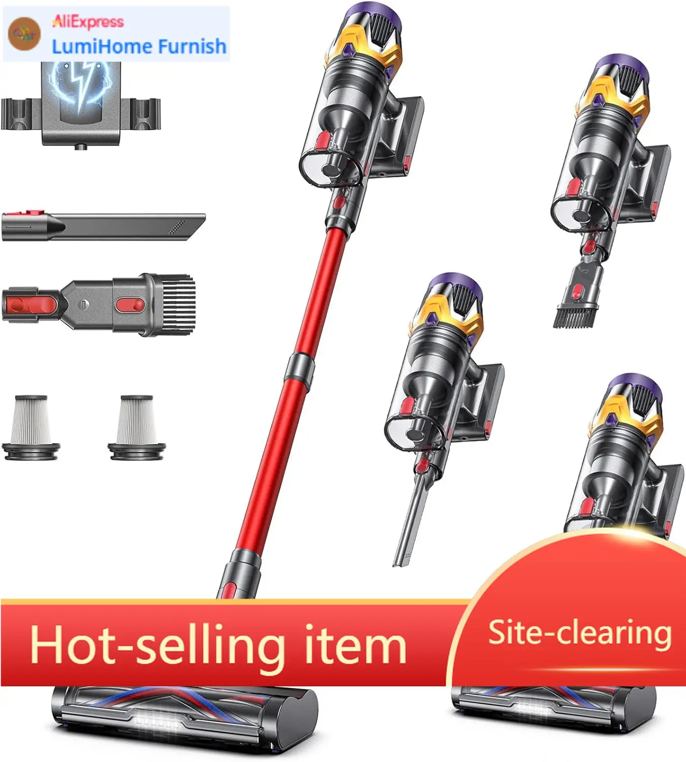 

Беспроводной пылесос, обновленная модель 55KPA 650W, 70 минут работы, с режимом «Ураган», самонесущий, с сенсорным экраном, контейнер для пыли 1.8 л