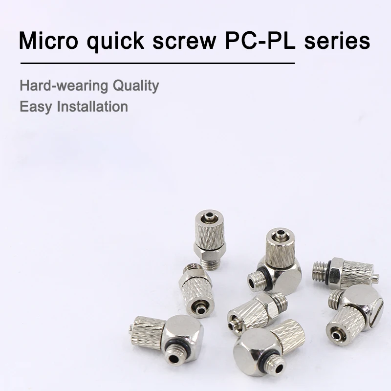 Pneumatic Miniature Connector PL/PC4/6-M5/M3/M6/M4 SMC Type Miniature Nickel-Plated All-Copper Quick-Screw Right-Angle Elbow