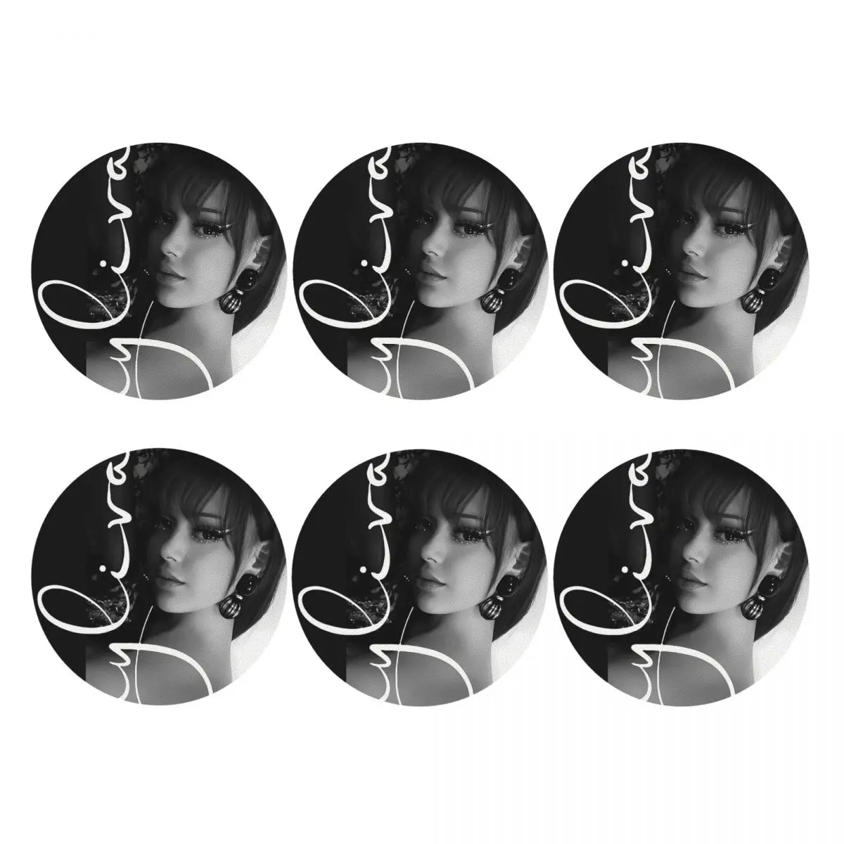 A-Ayliva Cool Singer Handwritten Signature Poster Coasters PVC Leather Placemats Insulation Coffee Mats for Dining Pads Set of 6
