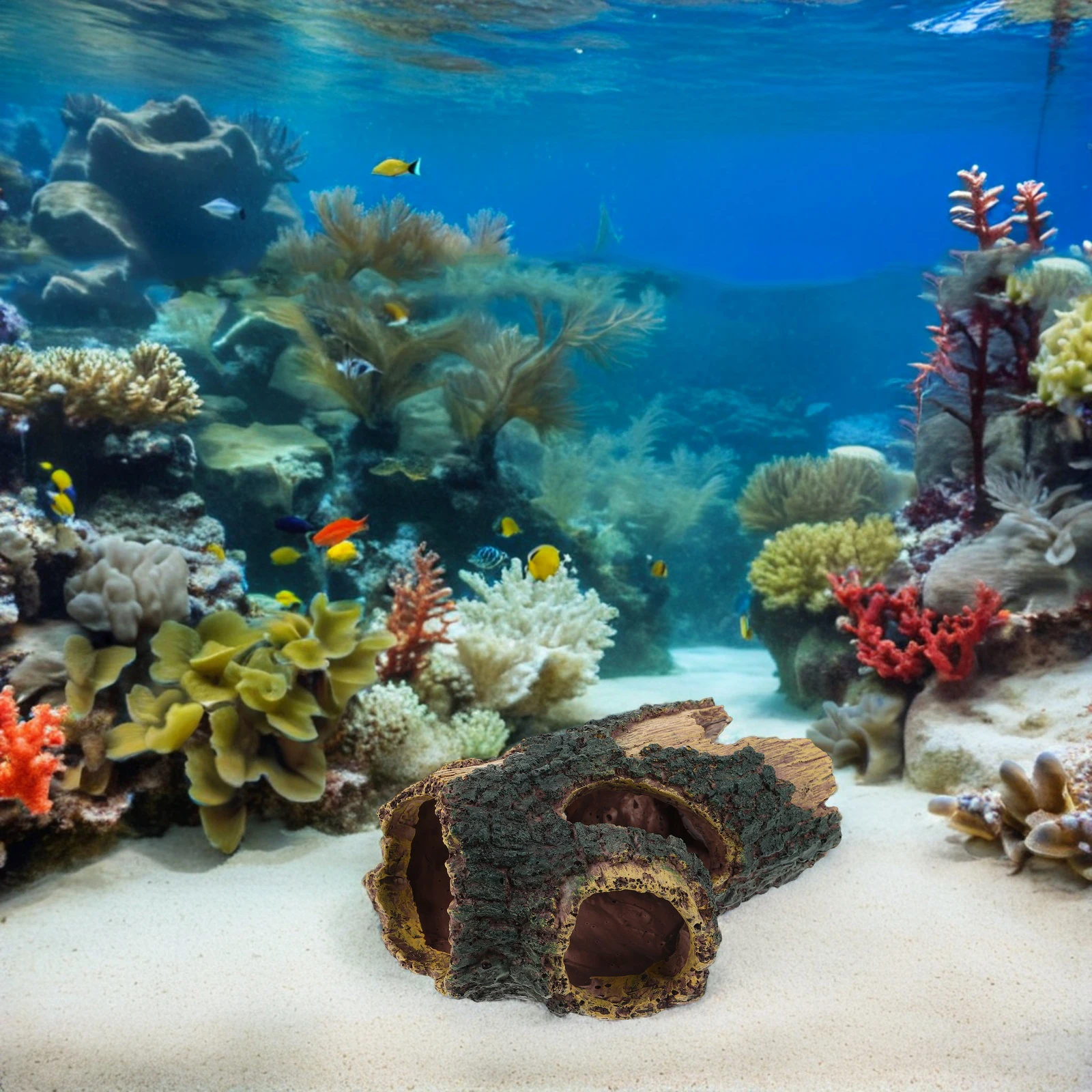 

Natural Resin Hollow Tree Trunk Aquarium Decoration Fish Tank Log Driftwood Betta Fish Hideout Reptile Shrine Shrimp Shelter