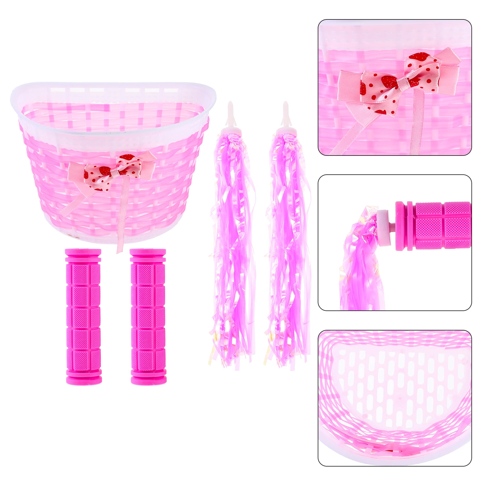 

1 set Kids Bike Basket Pink Decorative Set H Covers Streamers Children Bicycles Scooters Accessories Durable Bright
