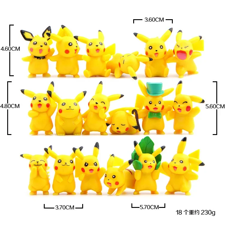 18pcs/Set Pokemon Pikachu Anime Action Figure PVC Toys for Children