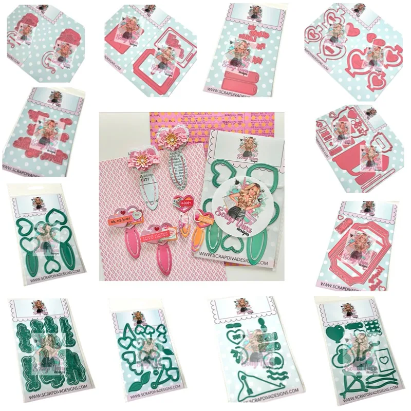 Heart Bottle Gnome Valentine Tags Car Love Cherries Metal Cutting Dies Stamps Scrapbooking Stencil Photo Album Card DIY Paper