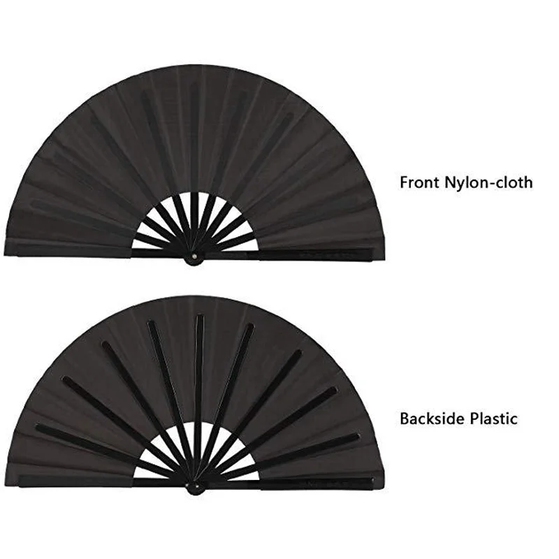 1Pcs Vintage Black Chinese Style Folding Fans Kung Fu Fan Wedding Party DIY Solid Color Pocket Hand Craft Dance Fan