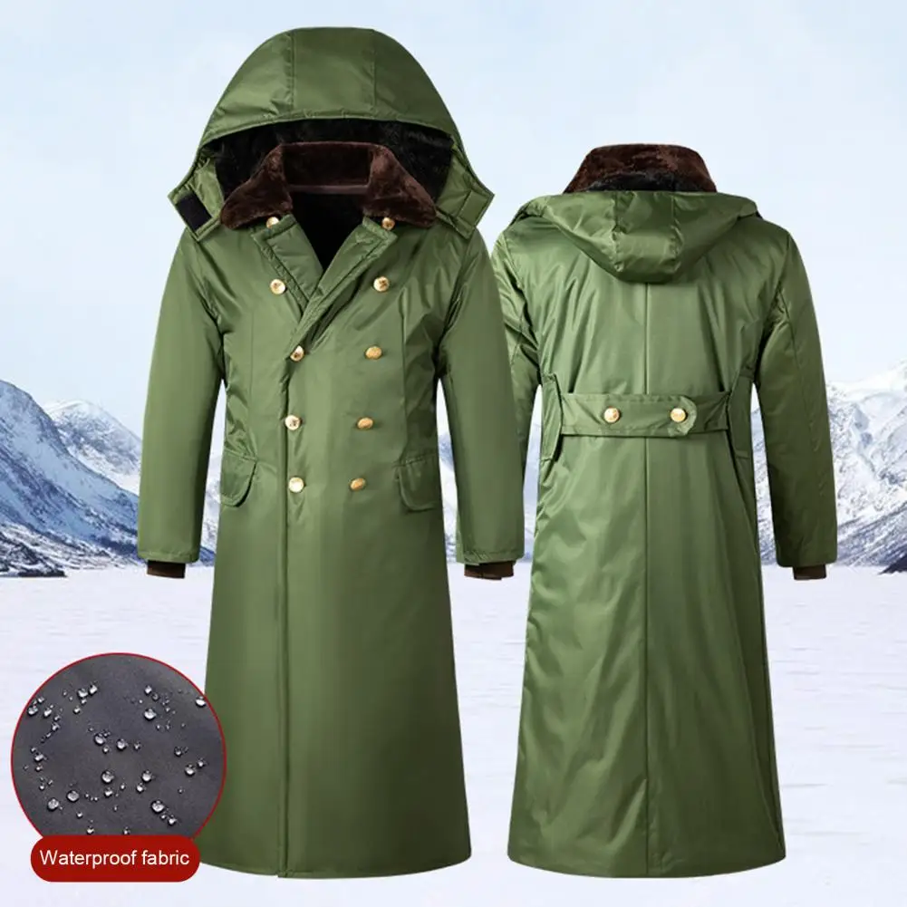 

Men Hooded Cotton Coat Winter Coat with Removable Velvet Lining Windproof Men's Jacket with Hood Waterproof for Weather