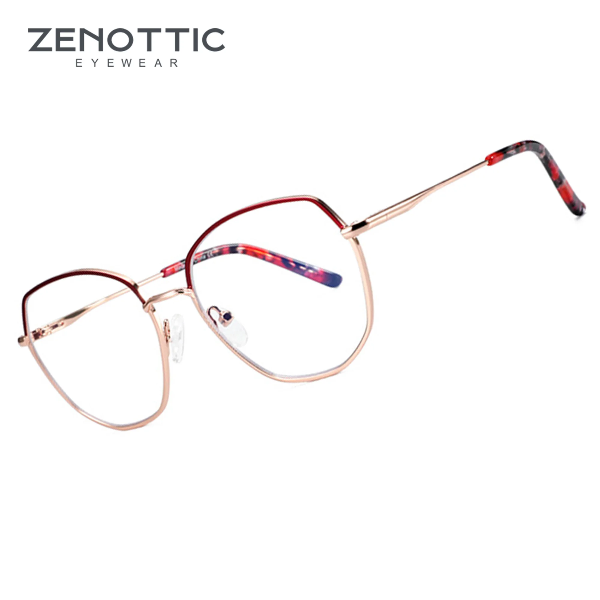 ZENOTTIC Fashion Hexagon Anti Blue Light Glasses For Women Optical Frame Metal Non-Prescription Computer Eyeglasses 310011B