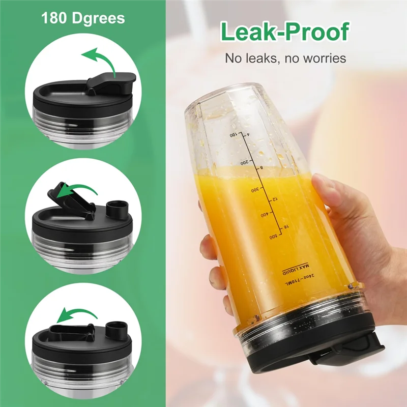 قطع غيار خلاط ABLG لـ Ninja Auto IQ، أكواب خلاط Ninja 24Oz + 32Oz مع مجموعة أغطية To-Go، شفرة مستخرج الزعانف #5