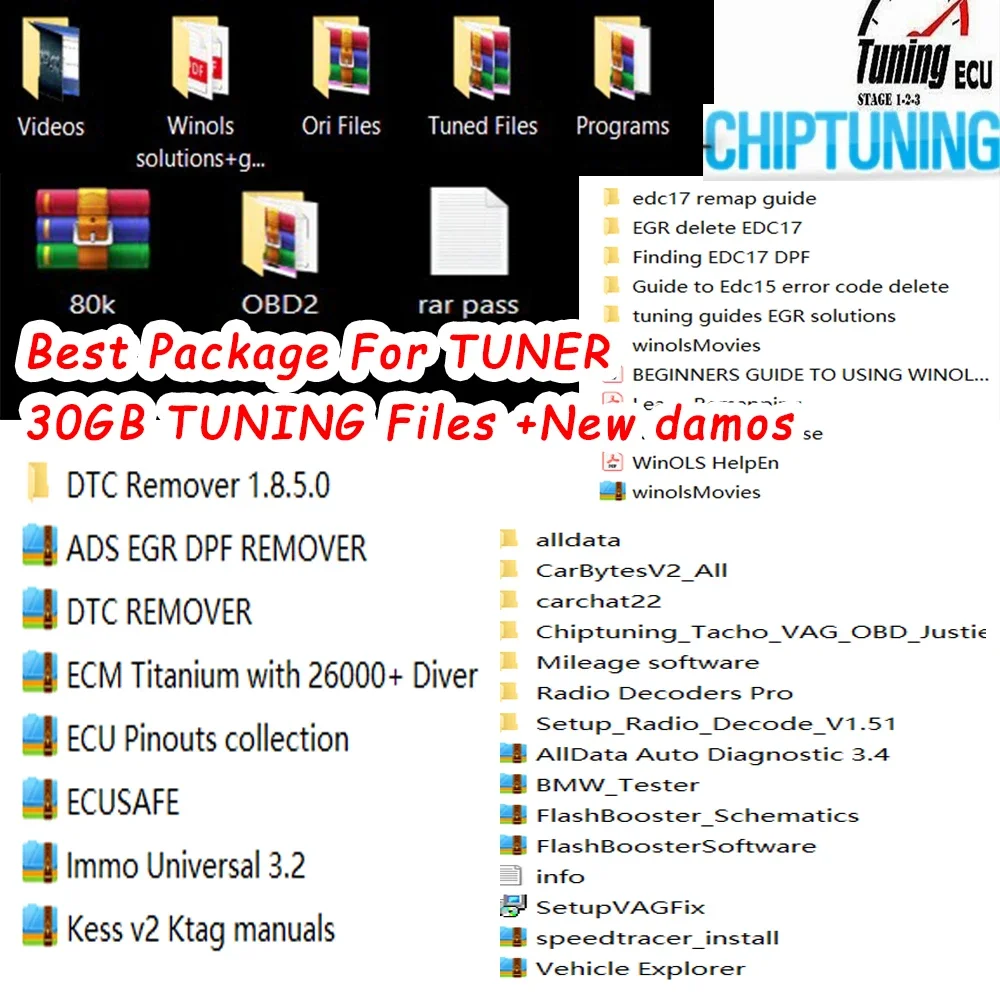 Best Package Program ECU Chip Tuning File for Tuner Remap with KESSK/TAG/Fgtech Tool +ECUSAFE + IMMO Universal 3.2 + ECU Pinouts