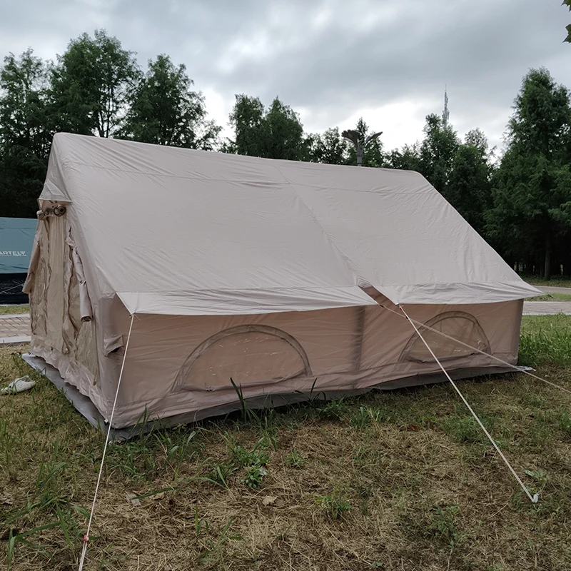 2026 Hot！12spm Inflatable Cabin Tent Transparent Window Mosquito Net Portable For Multi-Family Outdoor Camping Canvas PVC Nylon