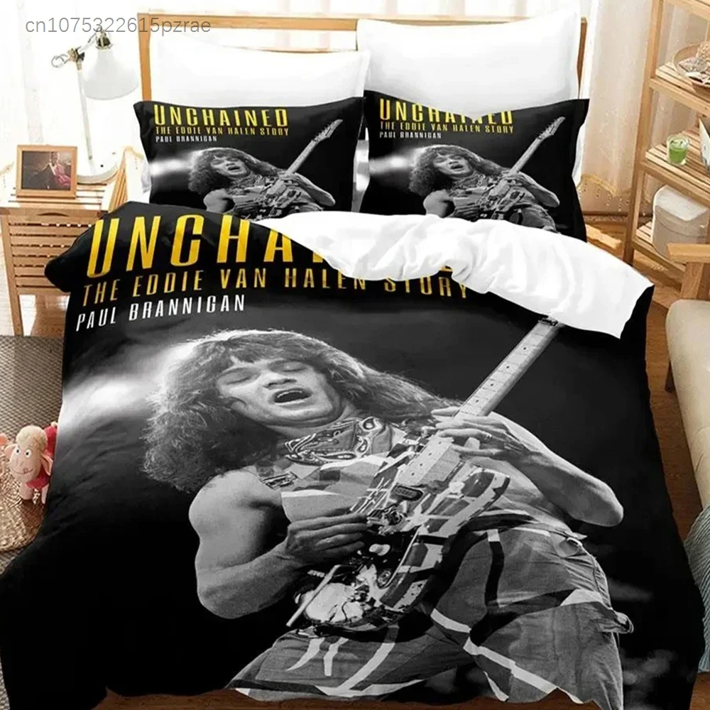 3D Print Eddie Van Halen Bedding Set Duvet Cover Bed Set Quilt Cover Pillowcase Comforter King Queen Size Boys Adult