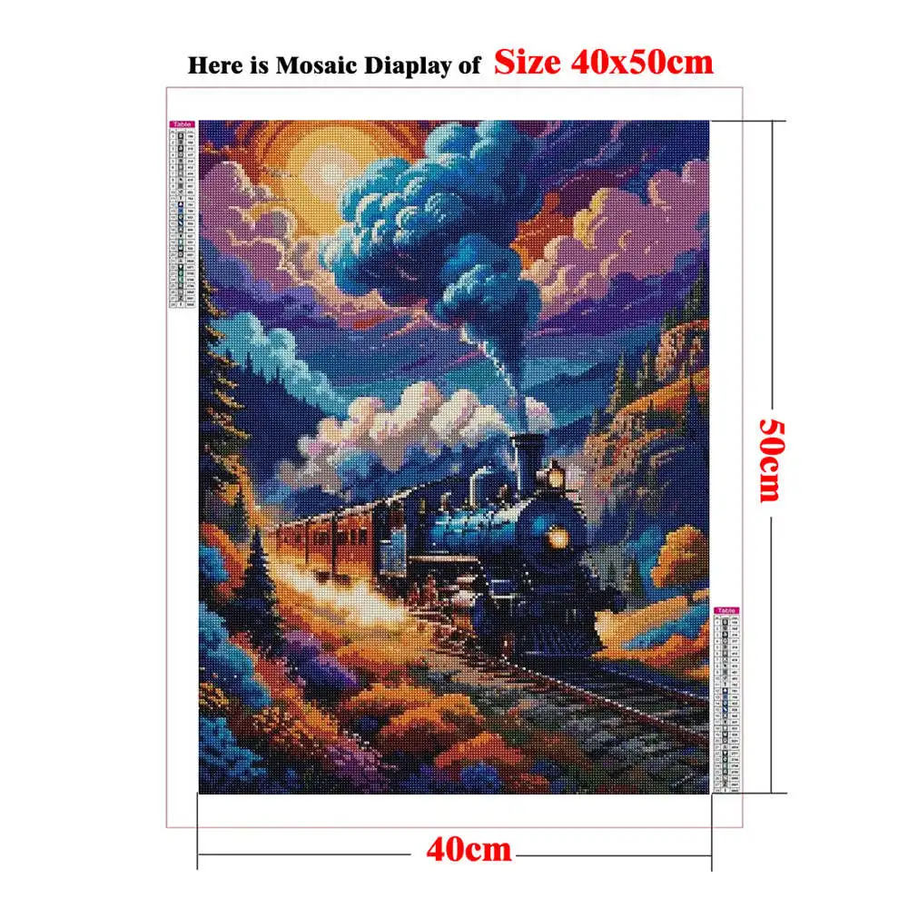 Colorful Express Train 5D Diamond Painting Kits for Adults Kids , Magical Journey Gem Painting Crafts for Home Wall Decor