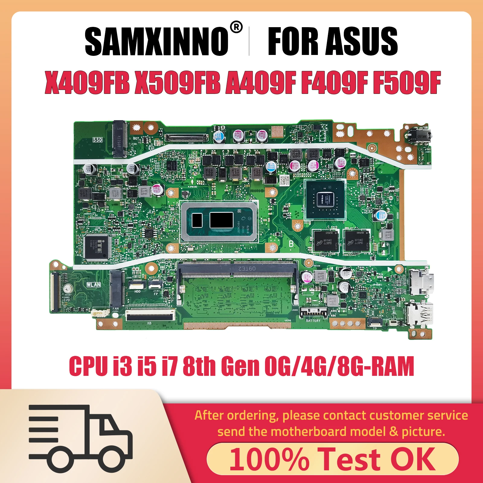 

X409F Notebook Mainboard For ASUS X409FB X509FB A409F F409F F509F A509F Laptop Motherboard CPU I3 I5 I7 8th Gen 0G 4G 8G RAM