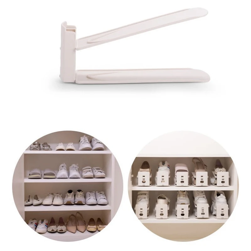 Shoe Rack Household Storage Shoes Save Space Shelf Double Shoe Support Plastic Integrated Simple Space Economy Shoe Storage Rack