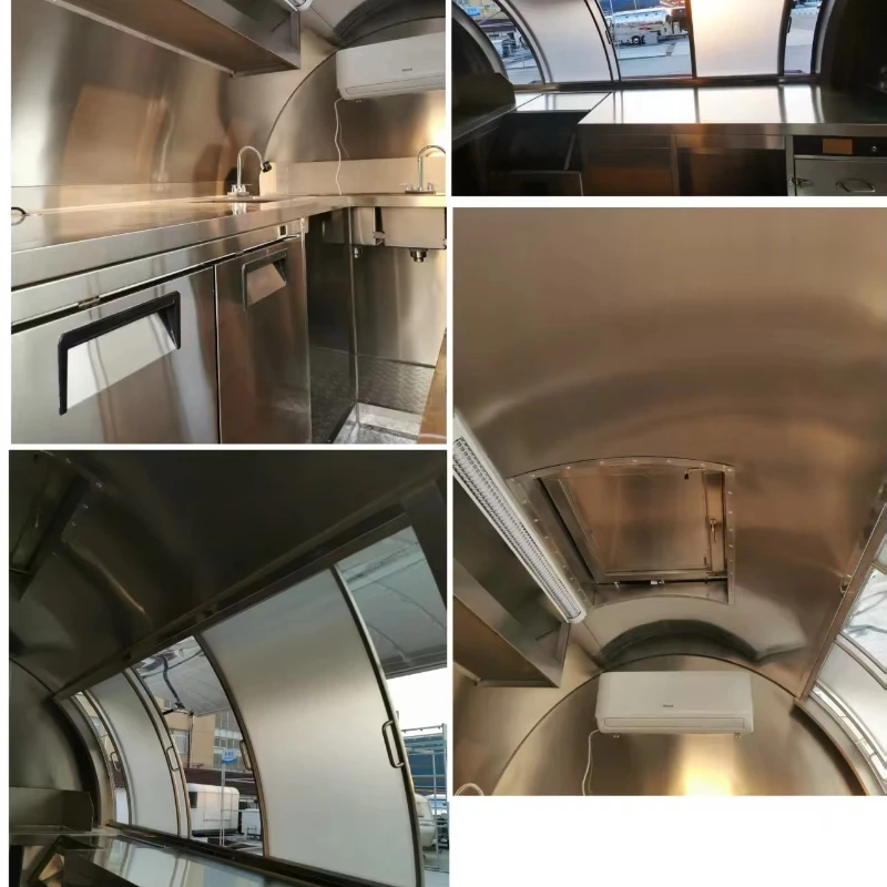 Mobile Outdoor Fast Food Cart Hand-Pushed Food Trailer Track for Restaurants Baker&Snack Food Factories
