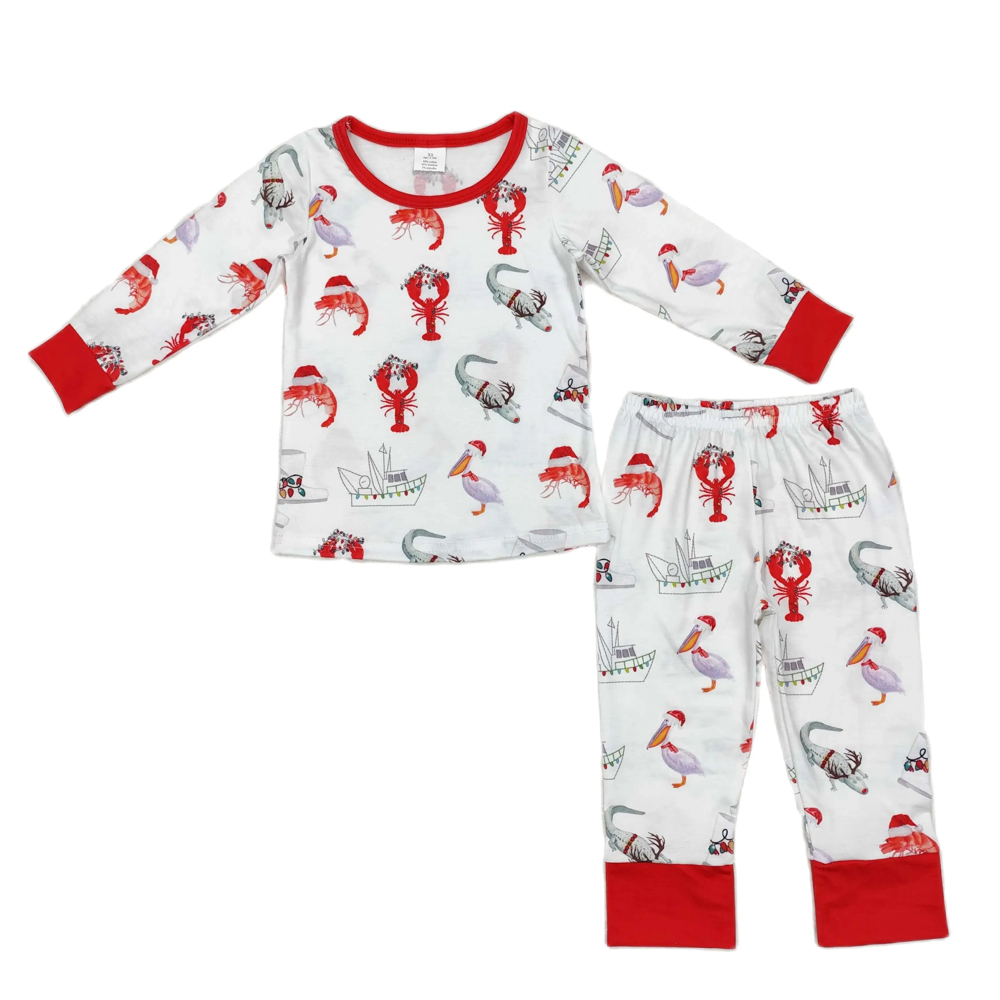 

Wholesale Baby Boy Sleepwear Crawfish Pajamas Christmas Set Long Sleeves Shirt Tee Pants Kids Children Toddler Nightwear Outfit