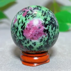 Ruby Zoisite With Blue Tourmaline Sphere Crystal Natural Stone Quartz Stone Minerals Home Decoration Reiki Gemstone Gifts Energy