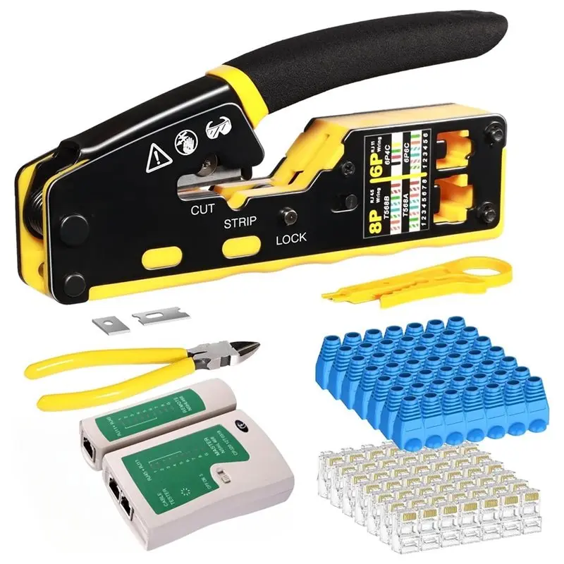 B97A-Straight RJ45 Crimping Tool Kit Cable Crimping Tool Crimping Tool Ratchet Modular Data Cable Crimper