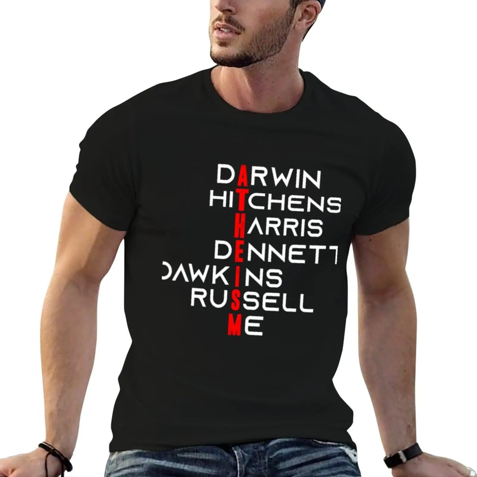 

t cotton funny darwin,Hichens,Harris,Dennett,Dawkins,Russell,me dark t T-Shirt shirt pack shirts humor