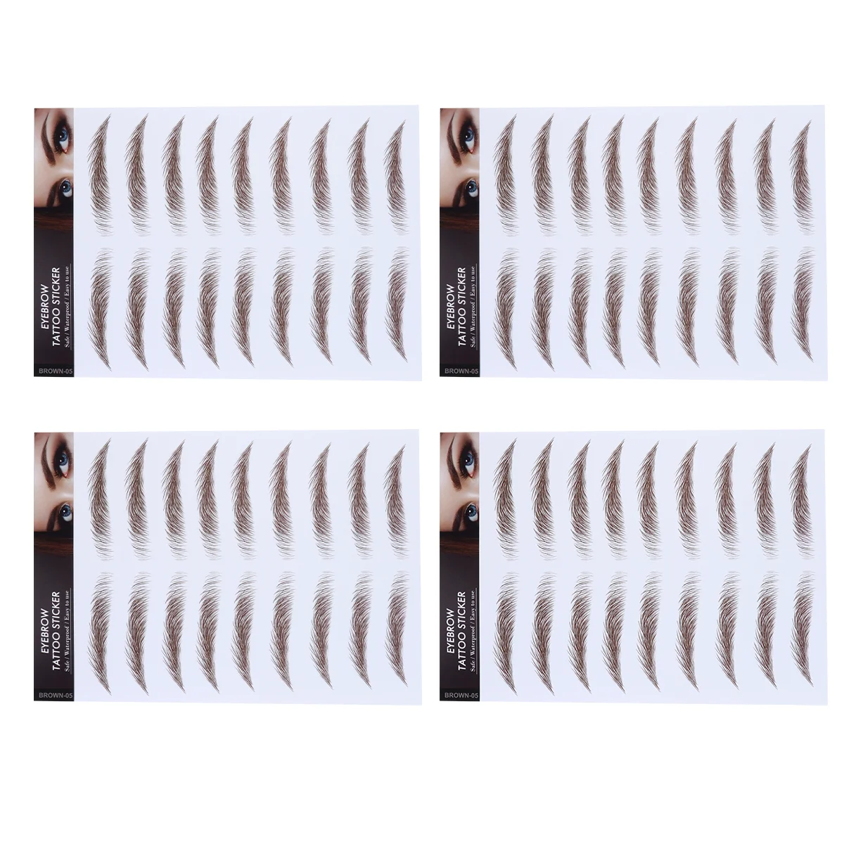 4 Pcs Eyebrow Stickers Fake False Eyebrows Cosmetics Transfer Eyelashes Artificial with Soy Ink Stencils