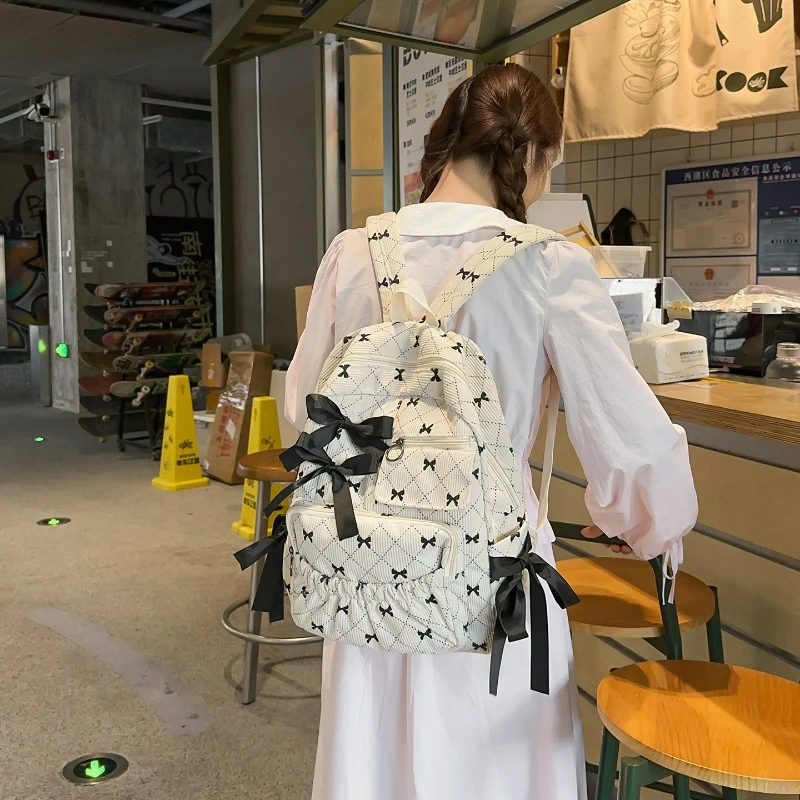 حقيبة ظهر سروال قصير لطيفة للأزياء القوس حقيبة مدرسية للطلاب السفر حقيبة كمبيوتر محمول مريحة ومتعددة الاستخدامات حقيبة المدرب