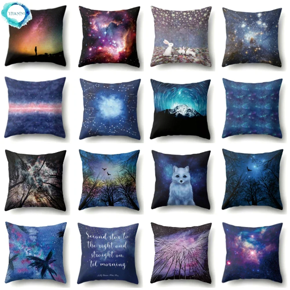 Universe Outer Space Themed Galaxy Print Pillowcase Decorative Polyester Cushion Cover Home Sofa Bedroom Hotel Car Decoration