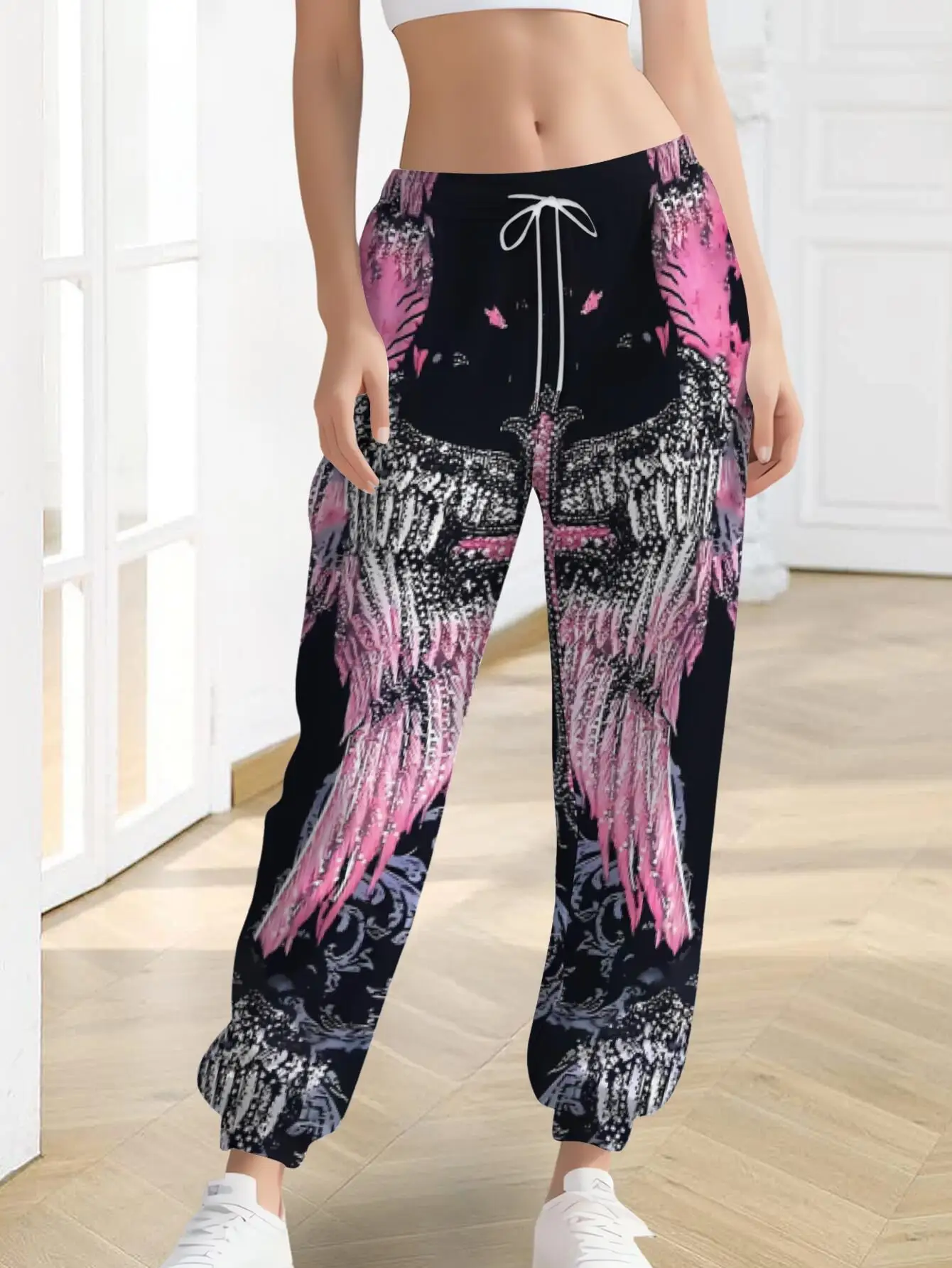 New Arrivals Bold Angel Wings Cross Print Sweatpants Unisex Joggers Graphic Casual Trousers for Streetwear Daily Outing