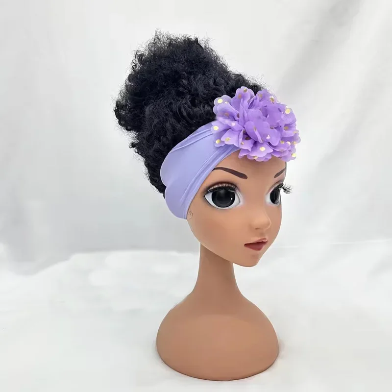 New Arrival Cute Kids Headband Wig Decoration for Girl Fashion Girl Wigs Without Lace Front Afro Baby Girl Wigs with Band