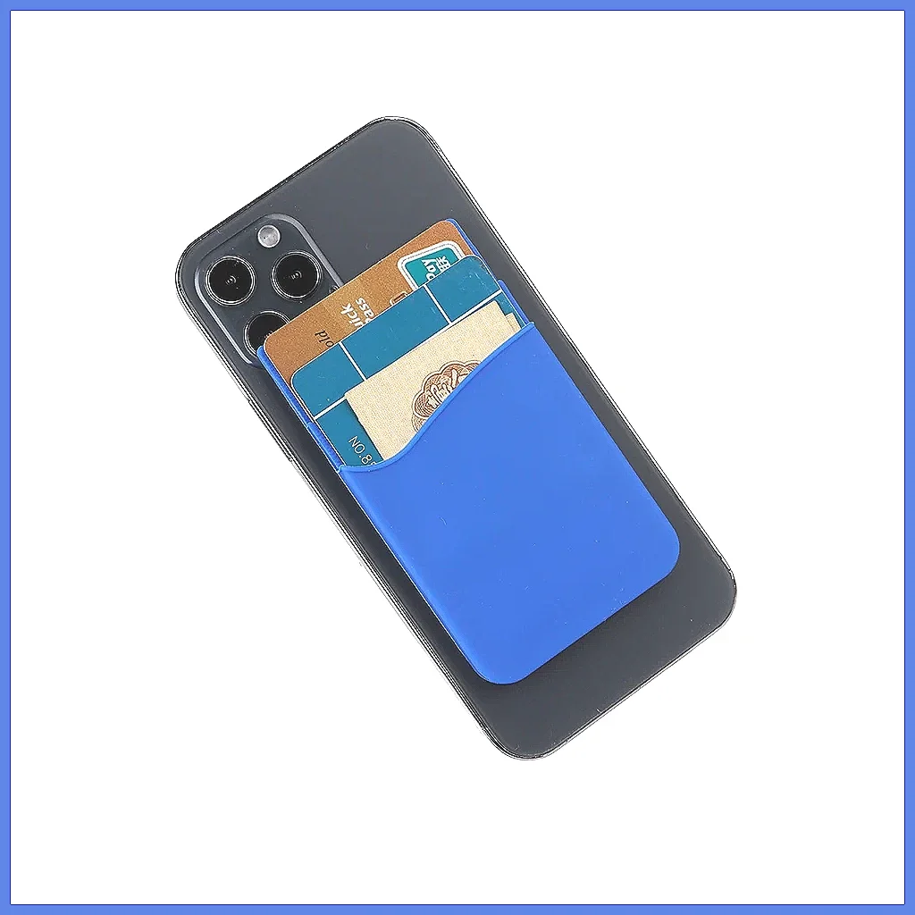 Universal Double Layer Silicone Phone Card Holder Wallet, Stick On Credit Card Case with Pocket for iPhone Samsung, Anti-Slip