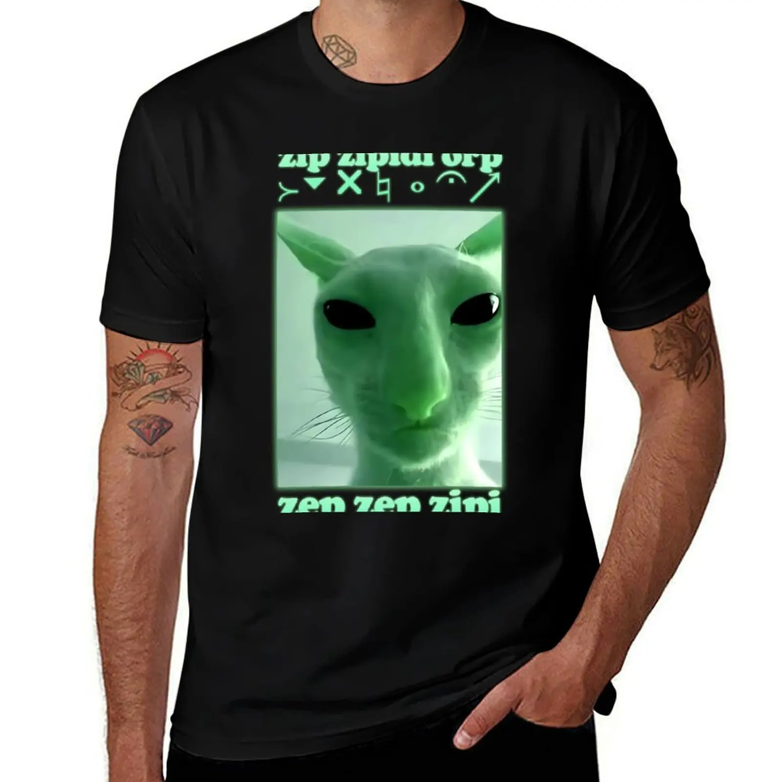 

Funny Alien Cat Brainrot Meme Gift T-Shirt tops Man t-shirt quick drying heavyweight t shirts for men