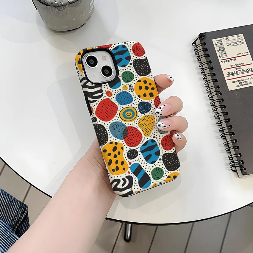 

Magnetic Phone Case For Iphone 17 16 15 14 13 Pro 12 Max Plus Painted Polka Dots 16Pro Phone Case Personality 15Pro Hard Cover