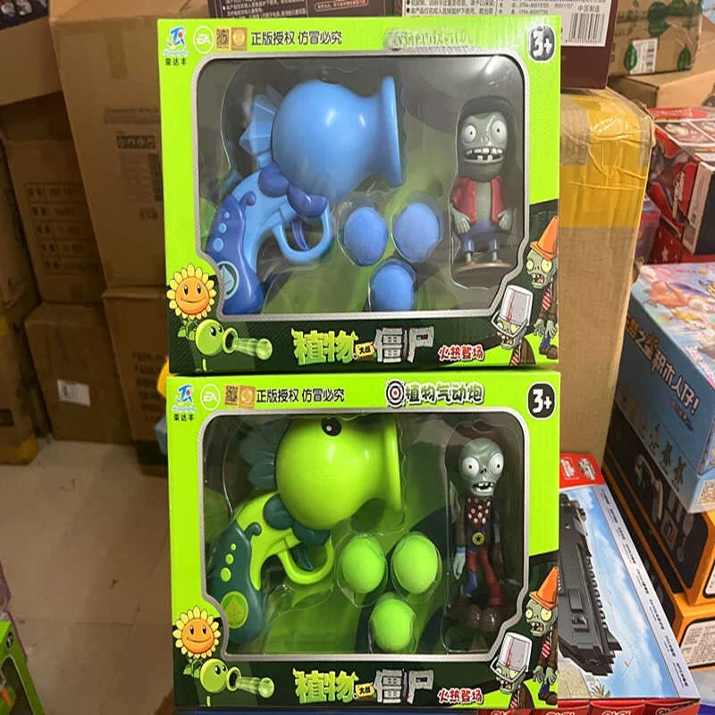 New Version Plant Vs Zombie Toy Soft Silicone Launching Western Zombie Air Cannon Pea Shooter Simulation Doll for Children