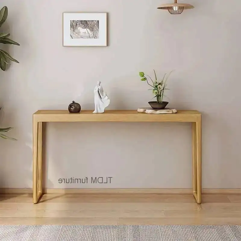 Ultra-narrow New Chinese Solid Wood Console Tables Home Long Hallway Table Light Luxury Strip Case Console Table for Living Room