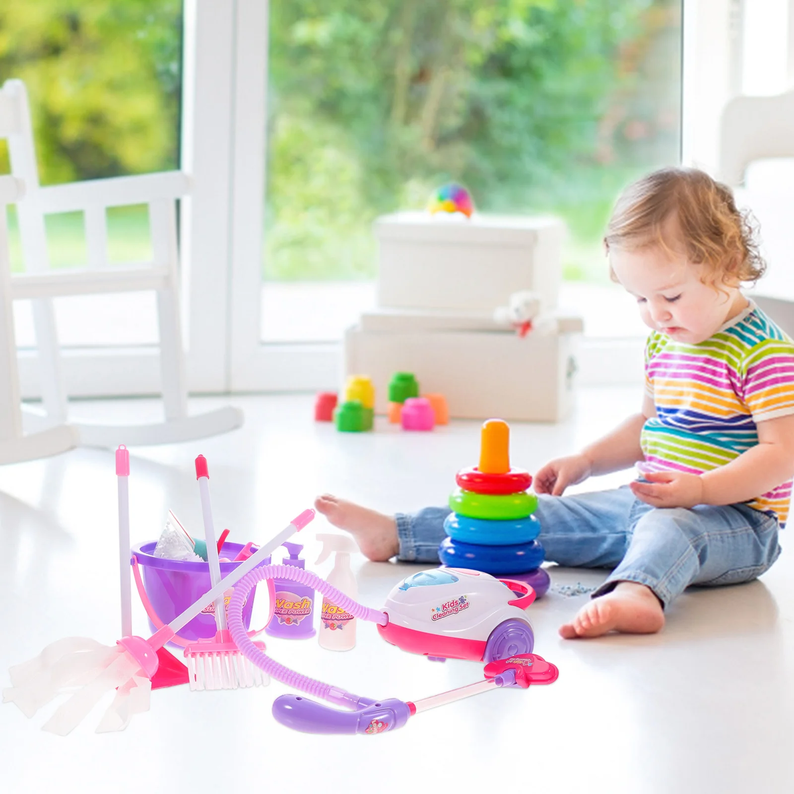 

1Set Toddler Vacuum Cleaner Plaything Kit Colorful Durable Plastic Pretend Cleaning Tools Educational Gift Vacuum Cleaner Toy