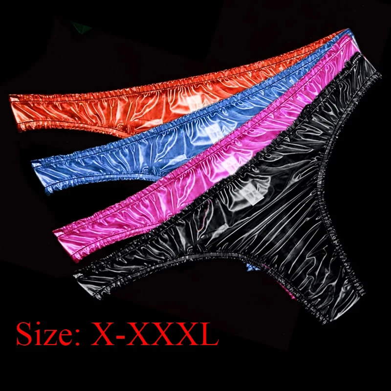 

Extra large Transparent Men Sexy PVC Plastic Low Waist Thong G-Strings Soft Silent Women Couples Erotic Briefs Waterproof Pantie
