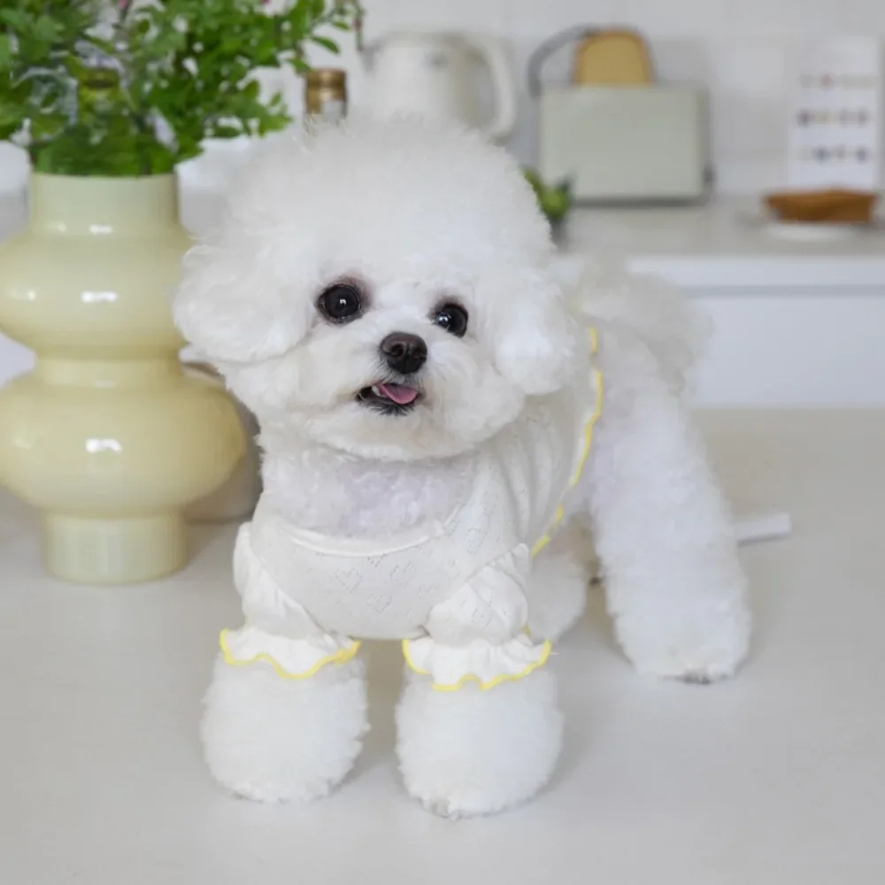 Autumn Winter Love Underlay Shirt Cute Wood Ear Edge T-shirt Cute Home Pet Clothes Teddy Marcus Schnauzer Clothes Dog Sweater