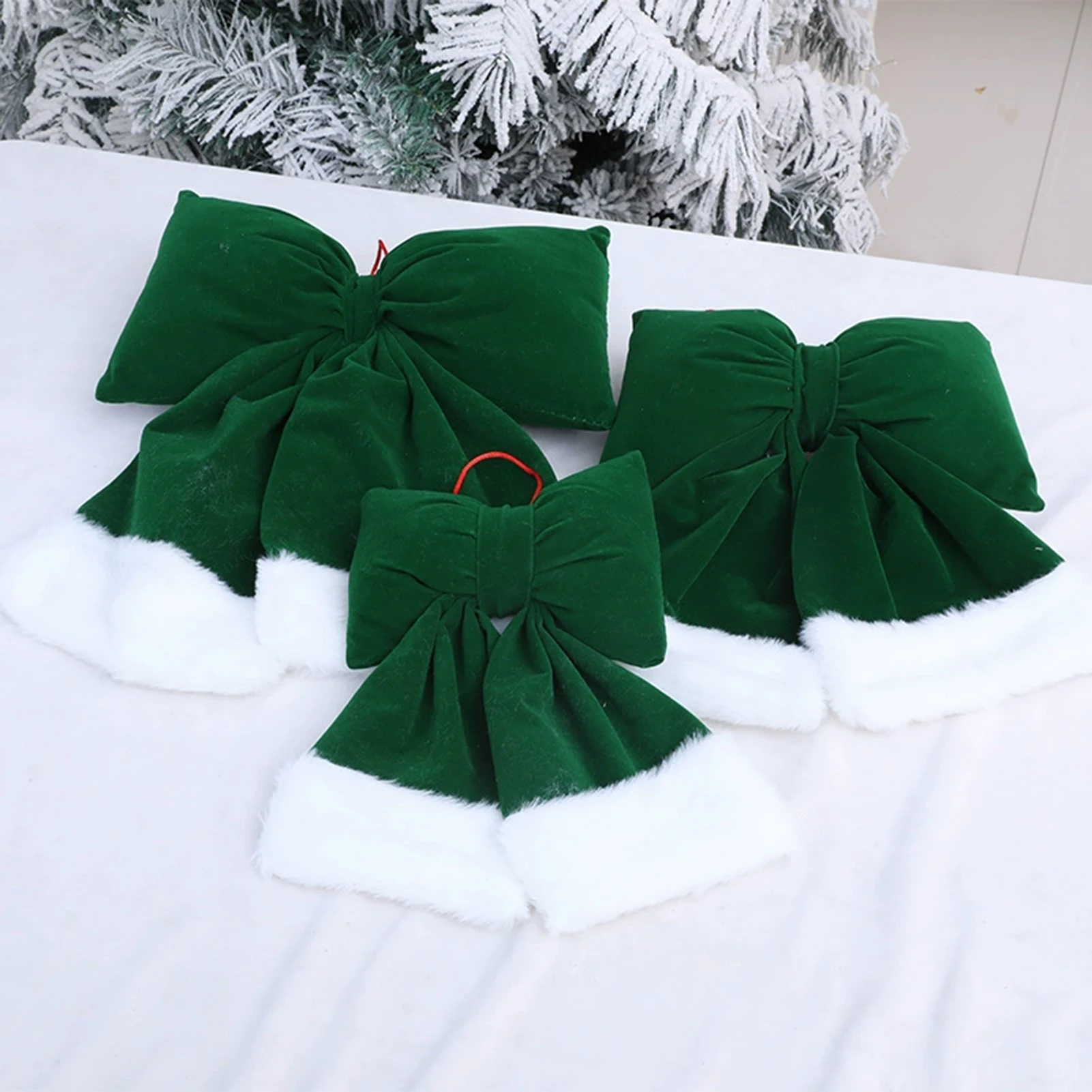 

25/29/37cm Bow Pendant Christmas Tree Decoration Bowknot Green Large Bow Pendant For Tree Door Fireplace Party Decorations