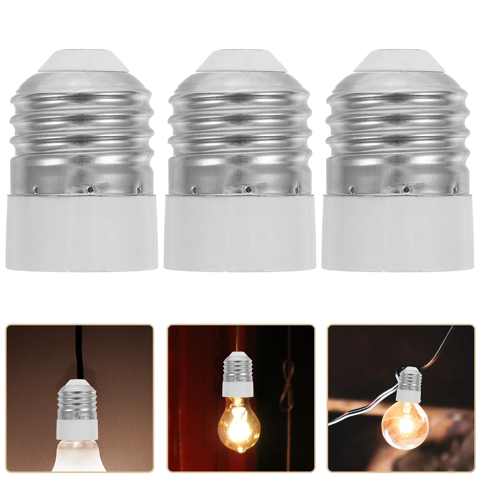

3 Pcs E27 to E14 Lamp Head Pure Copper Light Adapter Socket Bulb Converter Base Lampshade