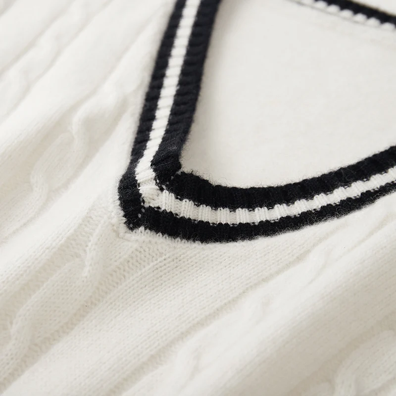 男性 100% メリノウール V ネックカラーブロックストライプベストセーターノースリーブプルオーバーカシミヤ暖かいソフト快適な服トップ