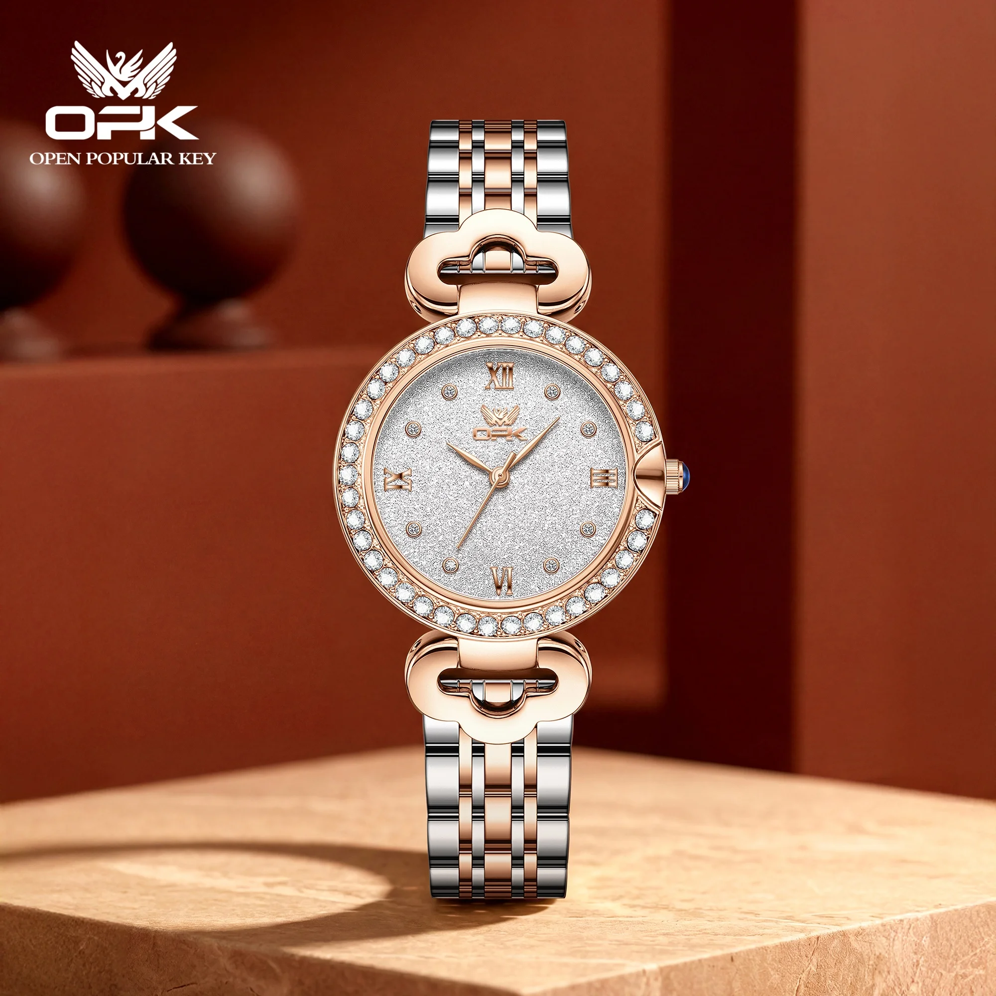

OPK brand watch simple and fashionable diamond bezel quartz watch waterproof women's watch 6094