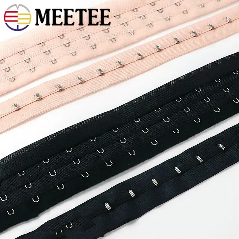 

1/2Yards Meetee 3 Rows Bra Extender Underwear Adjust Hook and Eye Corset Extension Strap Ribbon Tape DIY Decor Sewing Accessory