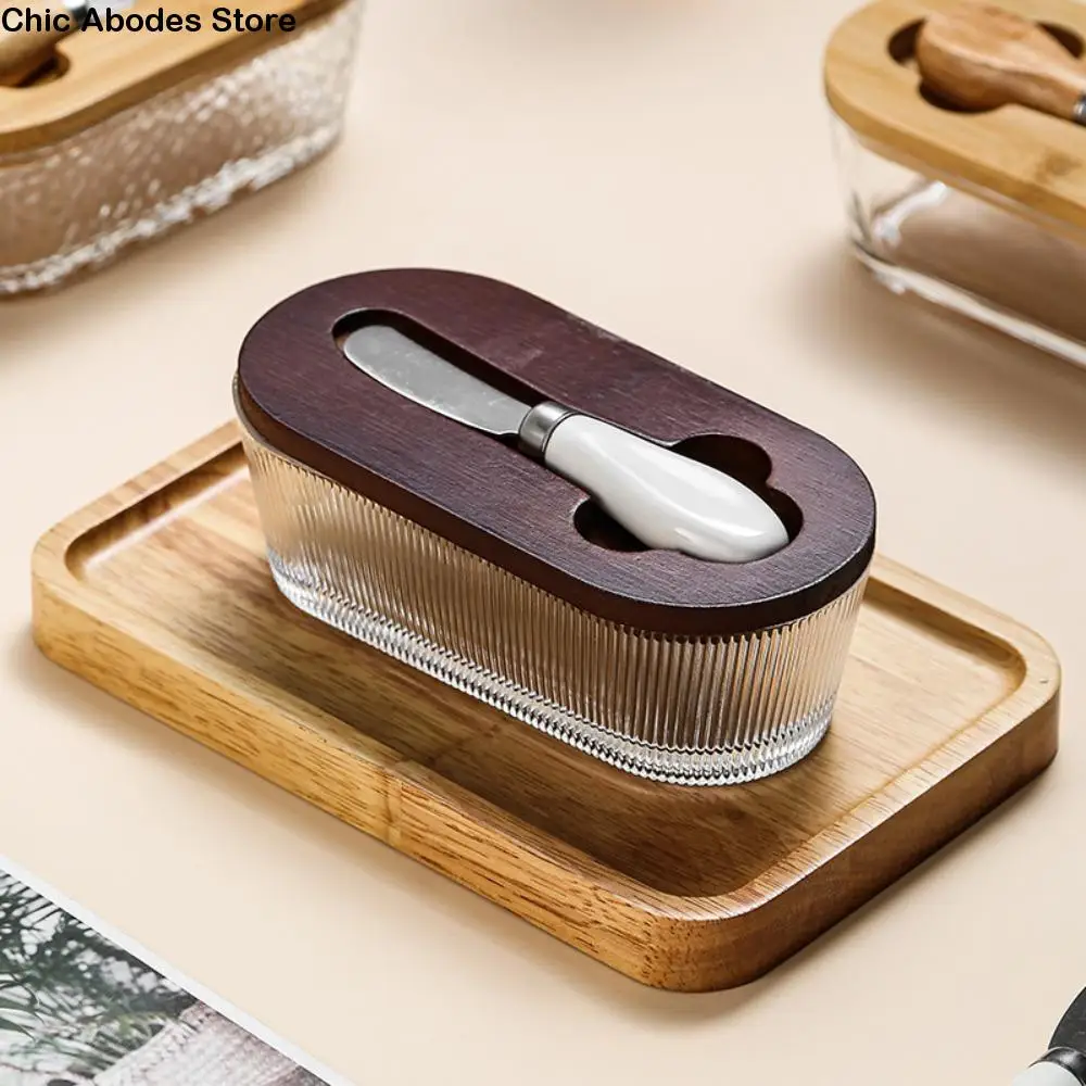 

Прочная стеклянная коробка для масла овальной формы, прозрачная тарелка для хранения свежего масла с крышкой и лопаткой, видимый поднос для масла, холодильник