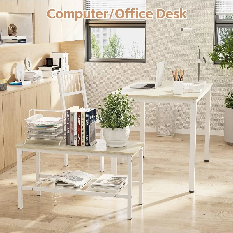 Dining Table Set /Computer Desk,Kitchen Table with 2 Chairs and a Bench,Table and Chairs 4 Piece Set for Dining Room