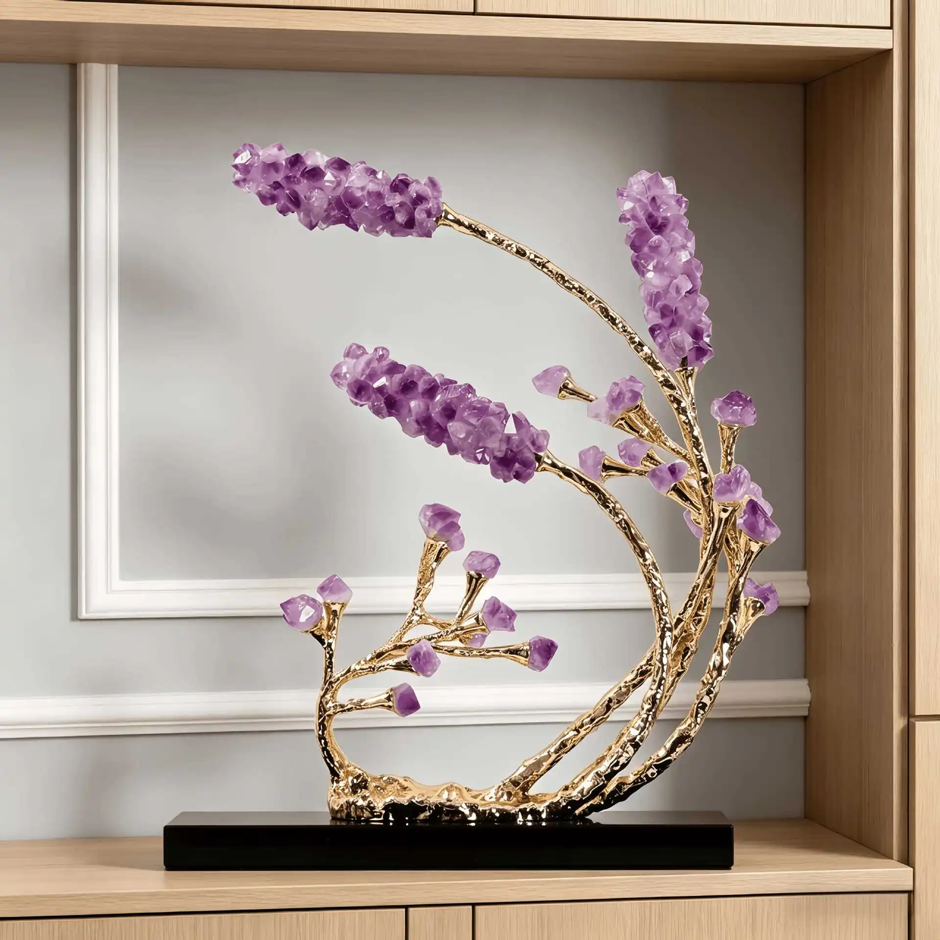 Light Luxury Amethyst Fortune Tree Ornament TV Cabinet Decoration Model House Soft Decoration Opening Housewarming Gifts