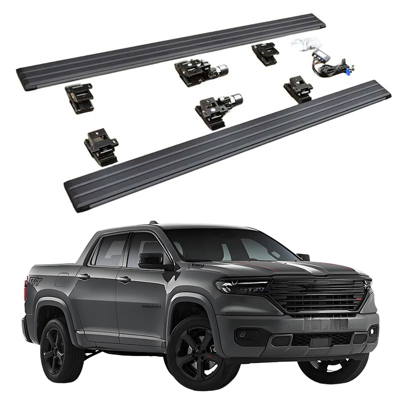 

White LED Retractable Side Steps Running Boards Ramp 2023+