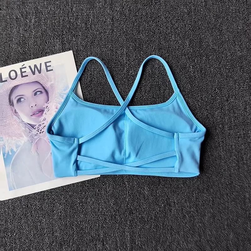 Colorful Strappy Sports Bra with Sexy Crisscross Back, Light Support & Quick-Dry Fabric, Ideal for Summer Workouts and Layering view 5