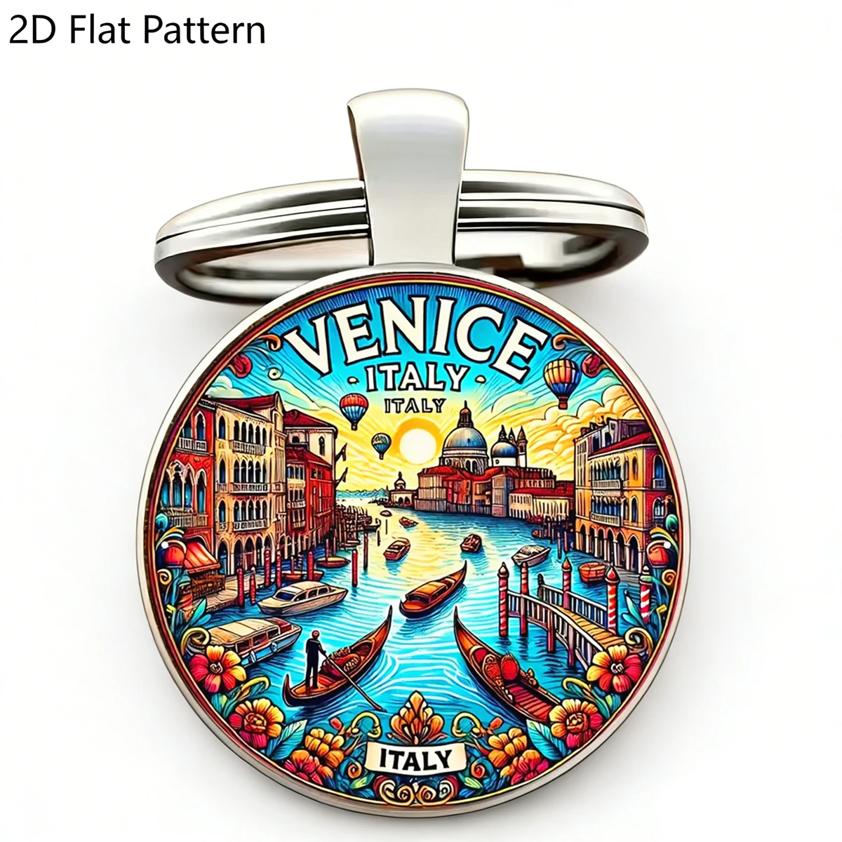 1 llavero vintage de Venecia, diseño de paisaje urbano de Venecia, Italia, llavero de cristal y metal para amantes de Italia, recuerdo de viaje de Venecia y Florencia