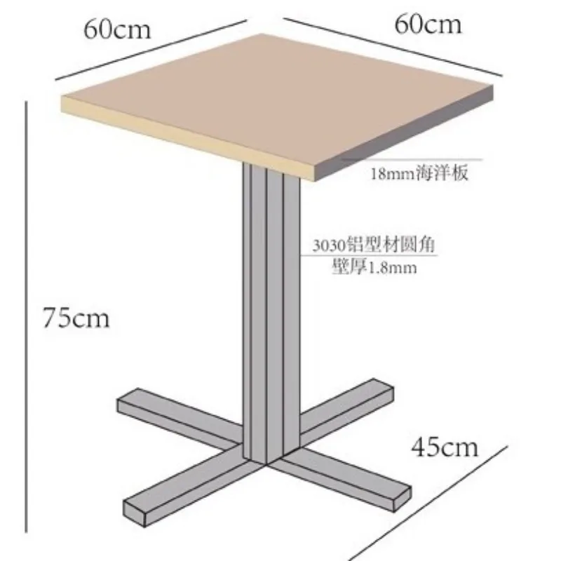

Aluminum profile outdoor movable dining table display table marine board coffee dessert shop table and chair combination
