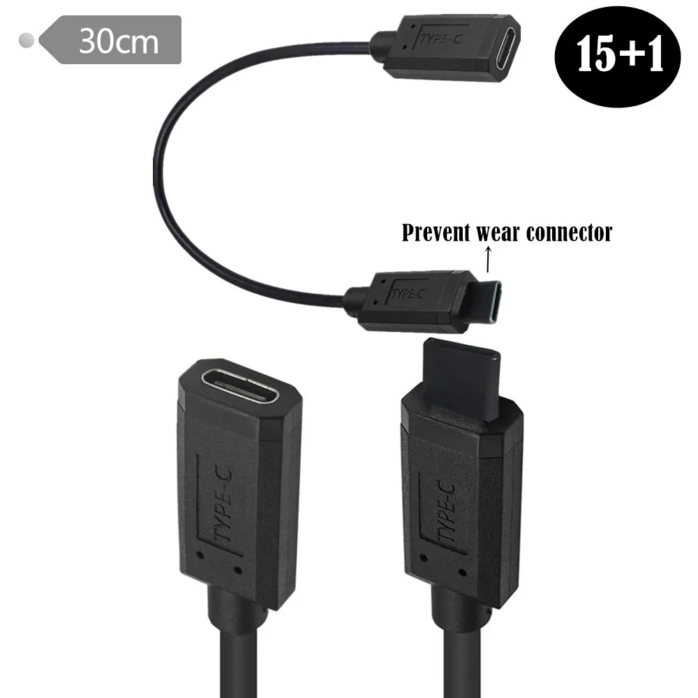 

Wear-resistant test line Wear-resistant connector USB type-c male to female cable 10GBPS 0.3m