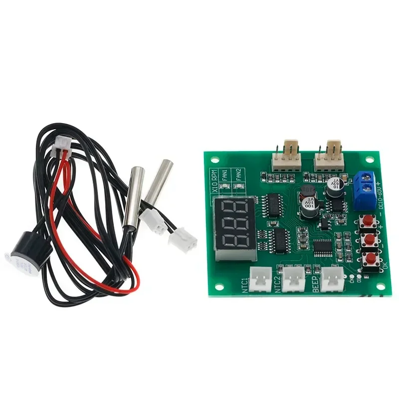 12V24V48V Two Way Heat Dissipation PWM Four Wire Fan Temperature Controller Temperature Speed Display Stop Alarm Board